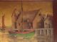 Vtg Nautical Maritime Oil Painting Harbor Sailboats Ship Signed Impressionist Other photo 2