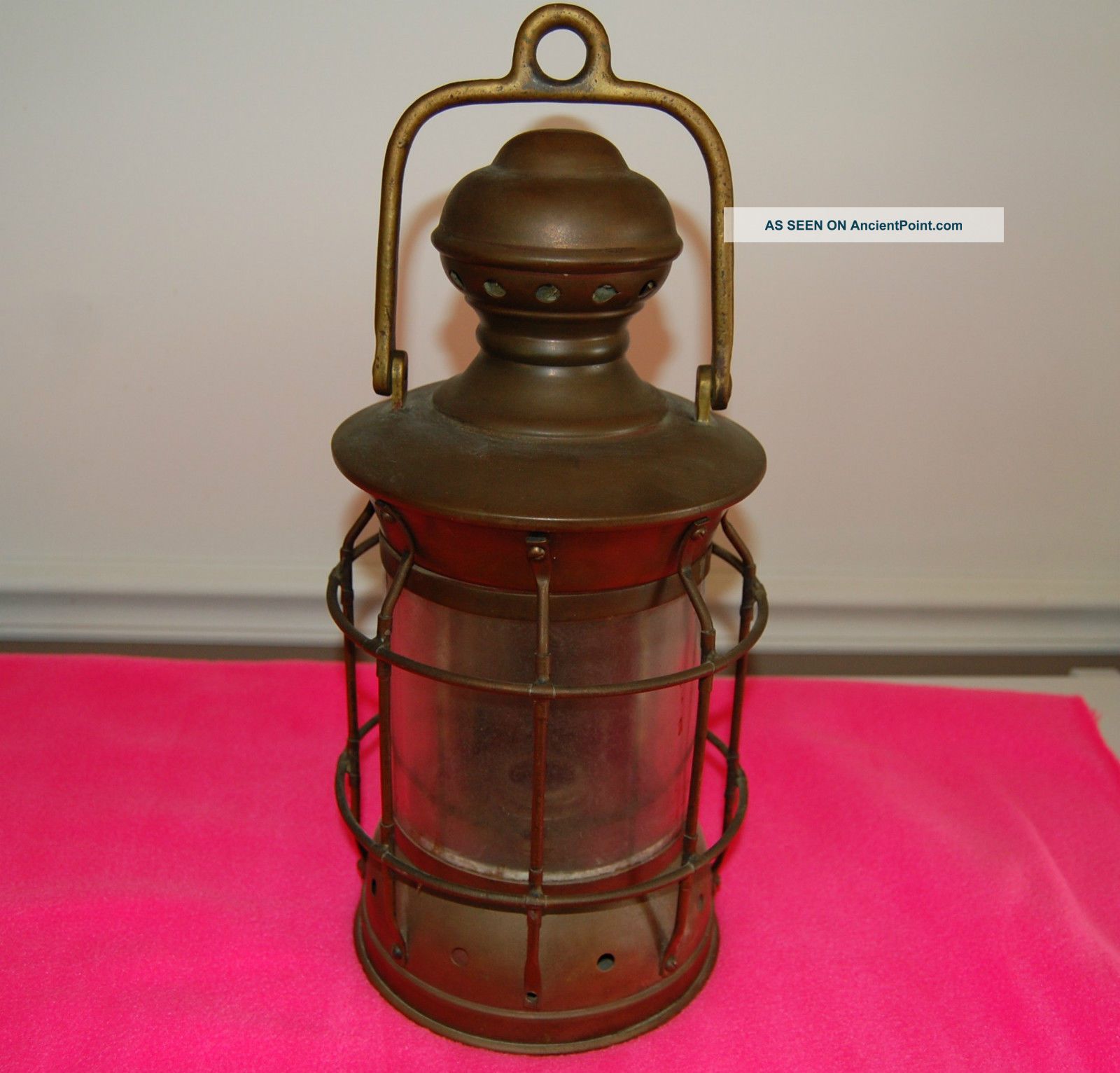 Antique Brass Nautical Maritime Ship Lantern Circa About 1900 Lamps & Lighting photo