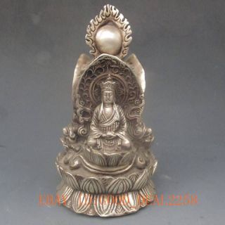 Tibet Silver Bronze Buddhism Statue - Three Face Buddha W Ming Xuande Mark photo