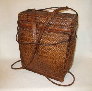 Antique Bamboo Backpack Philippines Ifguao Tribe Patina photo