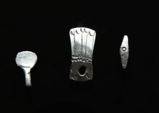 Scarce Ancient Viking Silver Votive Group Thor Hammer,  Adze,  Axe photo