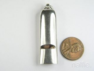 Antique English Sterling Silver Dog Whistle Fob / Charm C1900 photo