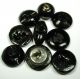 Antique Black Glass Buttons Of 9 Various Designs W/ Gold Luster Buttons photo 1