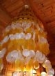 Vtg 80 ' S Capiz Shell Hanging White/yellow 3 Tiers Crown Top 7 Ft Long 16 