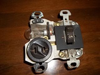 Antique Hubbell Lighted Wall Switch With Receptical Tested Steampunk Industrial photo