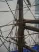 True 19c Folk Art Wood Copper Three Masted Barque Bark Sailing Ship Whaling Model Ships photo 7
