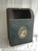 Large Antique Tin General Store Coffee,  Tea,  Flour Bin,  Tole Painted,  Victorian Lady Display Cases photo 8