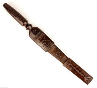 Vintage African Leather Covered Iron Dagger And Scabbard From Mali photo