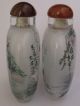 Glass Hand Inside Painting Double Geese Snuff Bottle&gift Box Snuff Bottles photo 1