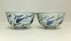 H035: Chinese Old Blue - And - White Porcelain Plate Tea Cup Of Qing Dynasty Age.  2 Glasses & Cups photo 1