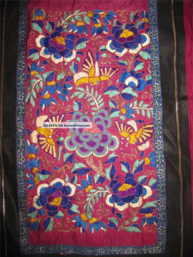 Antique/ Vintage Chinese Embroidered Skirt Robe Embroidery Robes & Textiles photo