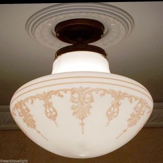((eastlake)) ) Vintage 20 ' S 30 ' S Ceiling Light Lamp Fixture Can Add Chain photo