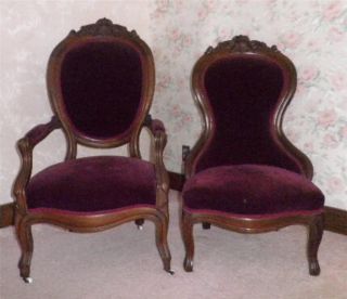 Vintage Loveseat W/serpentine Back With Matching His & Her ' S Side Chairs photo