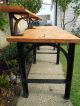Antique Maple Butcher Block Workbench Steampunk Table Cast Iron Kitchen Island 1900-1950 photo 2