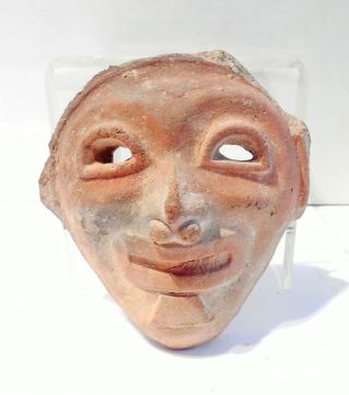 Ecuador Pre Columbian Mask Jamacoaque Polychrome Authentic 4 X 4 1/4 