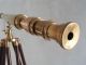 Antique Nautical Brass Telescope With Wooden Tripod Stand Telescopes photo 2