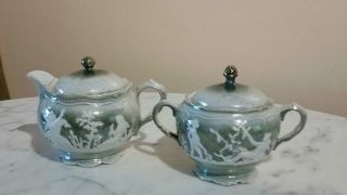 Antique White Porcelain Altenburg Saxony Germany Austria Lusterware Teapot Sugar photo