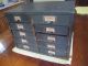 Ten Drawer Printer Tray Shadow Box Cabinet W Labels Display Jewelry Or Watches 1900-1950 photo 3