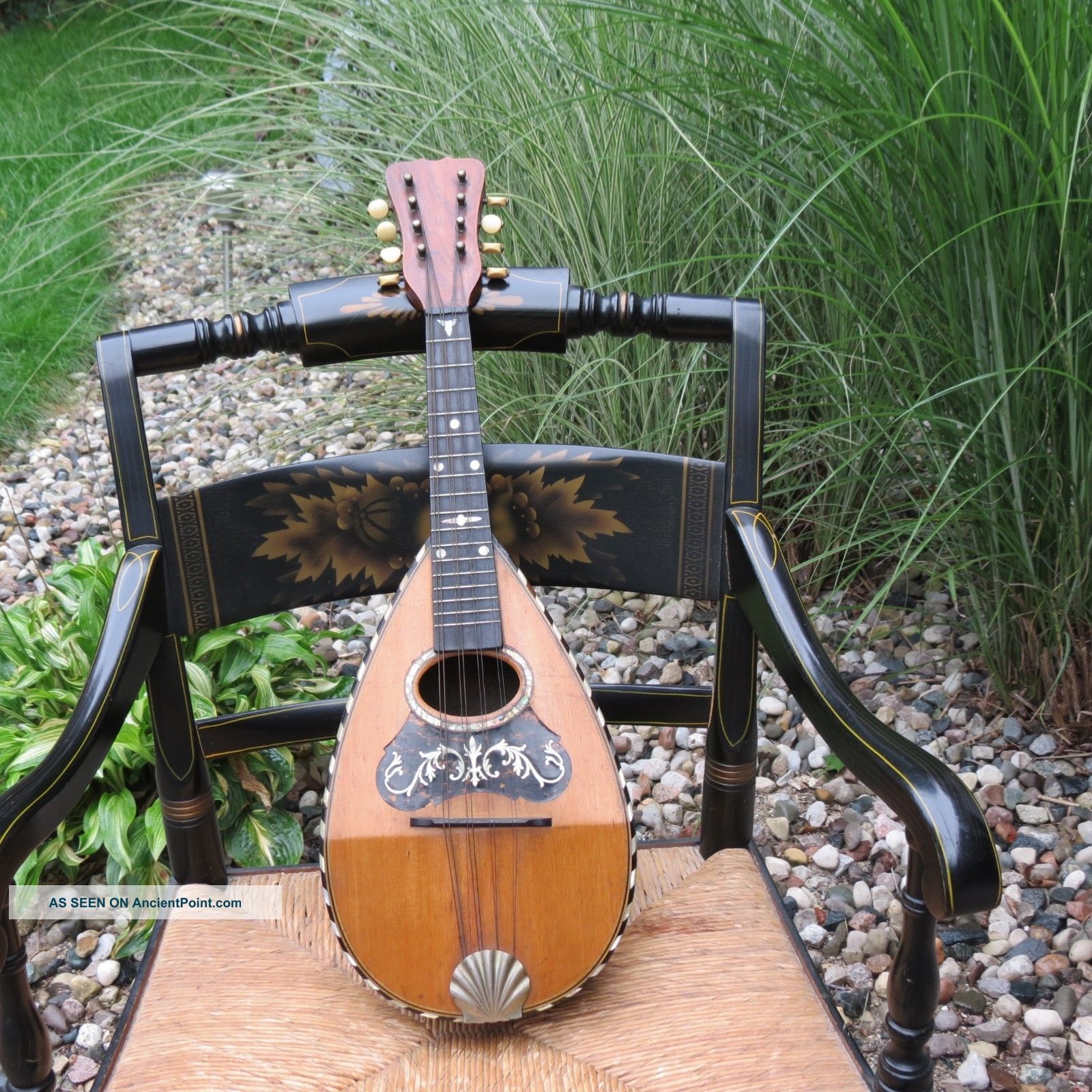 Antique 1891 Bowl Back Mandolin Tater Bug 8 String With Mop Inlay Vintage String photo