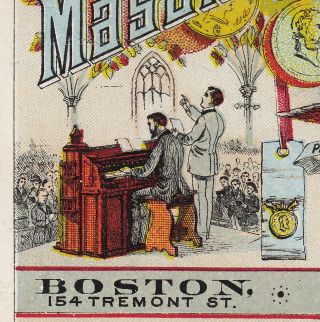 Church Organ Mason & Hamlin Piano Co Eagle Old Victorian Advertising Trade Card photo