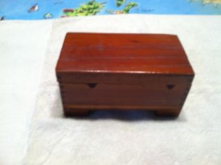 Vintage Miniature American Dove Tailed Cedar Wood Carved Trinket Box photo