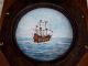 Antique Bronze Ships Porthole Brass Mounted With Antique Oil Painting On Canvass Portholes photo 3