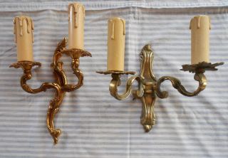 2 Vintage French Gilted Wall Lights / Wall Lamps / Wall Sconces photo