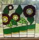 Vintage Stained Glass Window Panel Floral Red Flowers Leaded Glass Green Ornate 1940-Now photo 1