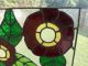 Vintage Stained Glass Window Panel Floral Red Flowers Leaded Glass Green Ornate 1940-Now photo 2
