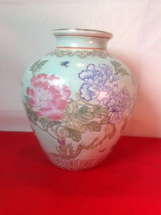 Vtg Chinese Vase Canton Rose Famille Vente Mille Fleur. . . photo