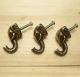 Of 3 Pcs Solid Brass Vintage Elephant Hook Antique Coat Wall Mount Hooks Hooks & Brackets photo 1