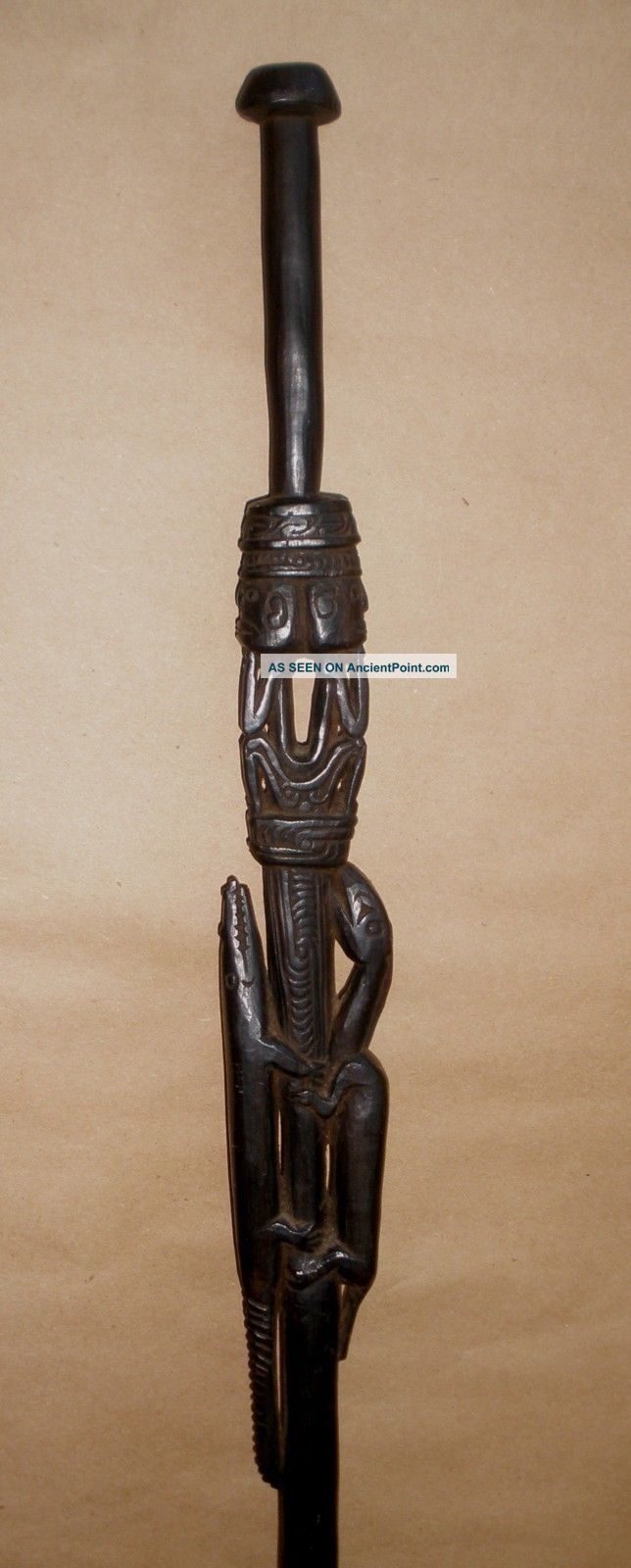 Vint.  Rare Png Massim Sepik Sorcerer Staff Walking Stick W/spirit Animals Magic Pacific Islands & Oceania photo