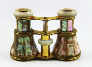 Antique French Opera Glasses With Amazing All Rainbow Mother Of Pearl 122 photo