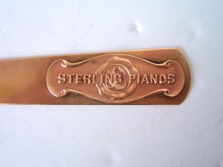 Bronze Adv.  Sterling Pianos - Newark - Est.  1866 Letter Opener - 8 3/4 