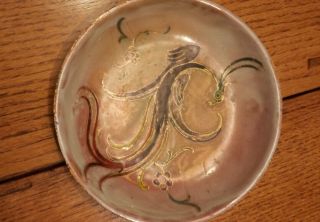 Vintage Enamel Dish Tray With Bird Marked Signed By Artist Dutch Art photo