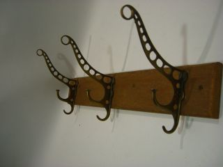 Antique Odell ' S Hat & Coat Rack Oak 3 - 3 - Step Hooks photo