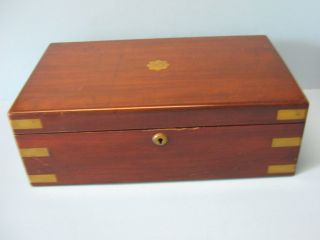 Antique Laptop Desk Brass Corners & Inlay Decoupage Interior All Pieces There photo