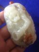 Large And Heavy Well - Craved Chinese Vintage White Jade Toggle (with Red Skin) Necklaces & Pendants photo 1
