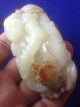 Large And Heavy Well - Craved Chinese Vintage White Jade Toggle (with Red Skin) Necklaces & Pendants photo 2