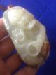 Large And Heavy Well - Craved Chinese Vintage White Jade Toggle (with Red Skin) Necklaces & Pendants photo 3