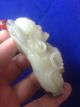 Large And Heavy Well - Craved Chinese Vintage White Jade Toggle (with Red Skin) Necklaces & Pendants photo 6