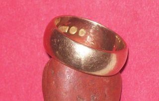 Gold 375 London Mint 1927 Vintage 6mm Wedding Ring 4.  60gr.  Metal Detecting Find photo