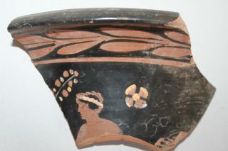 Ancient Greek Pottery Red Figure Crater Section Shard 3rd Century Bc photo