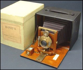 Antique 1898 Manhattan Bo - Peep Wood & Brass Camera Mint In Box photo