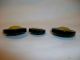 Vintage Set Of 3 Bakelite Buttons Black & Yellow Gold Or Brass Inlayed Center Buttons photo 9