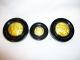 Vintage Set Of 3 Bakelite Buttons Black & Yellow Gold Or Brass Inlayed Center Buttons photo 1