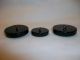 Vintage Set Of 3 Bakelite Buttons Black & Yellow Gold Or Brass Inlayed Center Buttons photo 4
