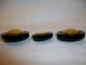 Vintage Set Of 3 Bakelite Buttons Black & Yellow Gold Or Brass Inlayed Center Buttons photo 8