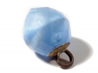 (1) 10mm Rare Victorian Czech Faceted Blue Satin Glass Waistcoat Ball Button photo