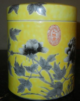 Antique Chinese Dayazhai Guangxu Porcelain Jar Yellow Box Vase photo